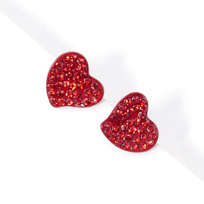 Stone Paved Heart Stud Earrings