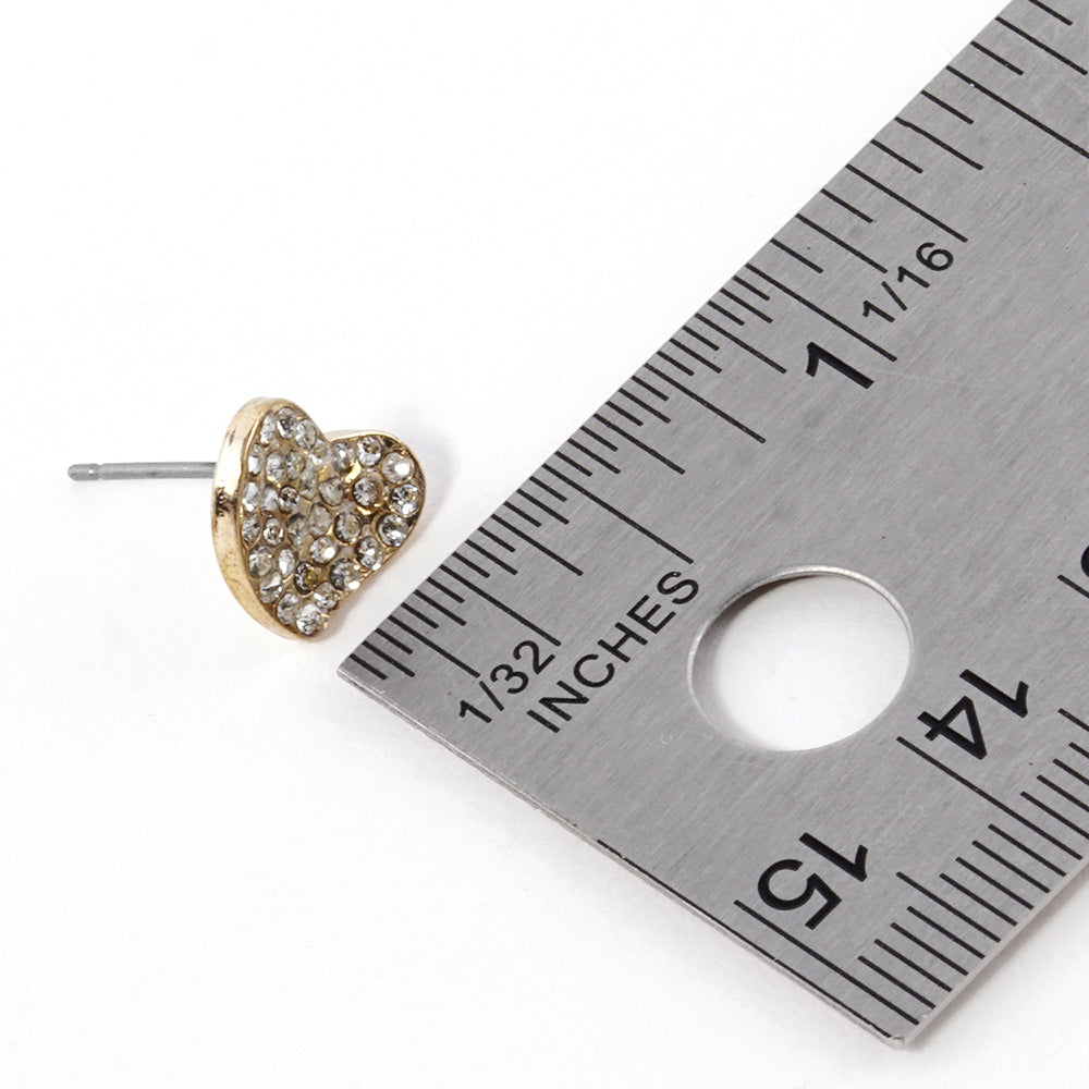 Stone Paved Heart Stud Earrings