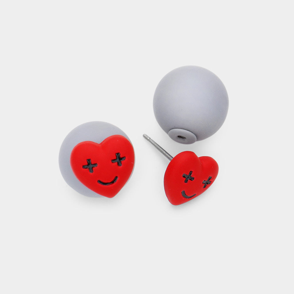 Heart Stud Double Sided Earrings