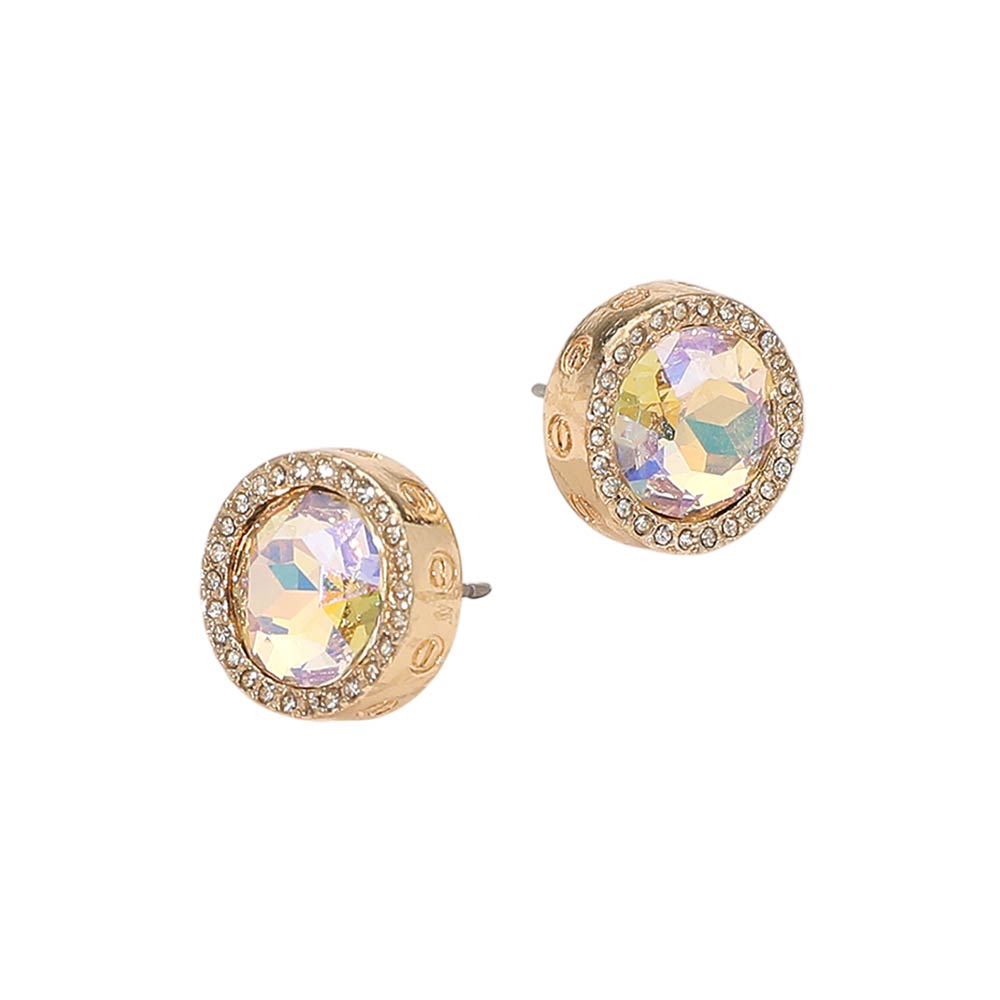 Madeline Love AB Facet Halo Stud Earrings - desc