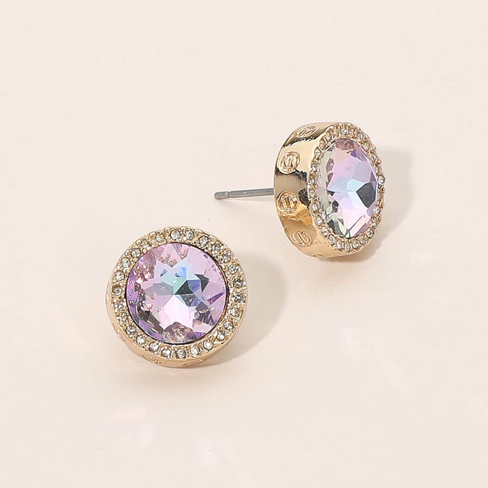 Madeline Love Amethyst Facet Halo Stud Earrings