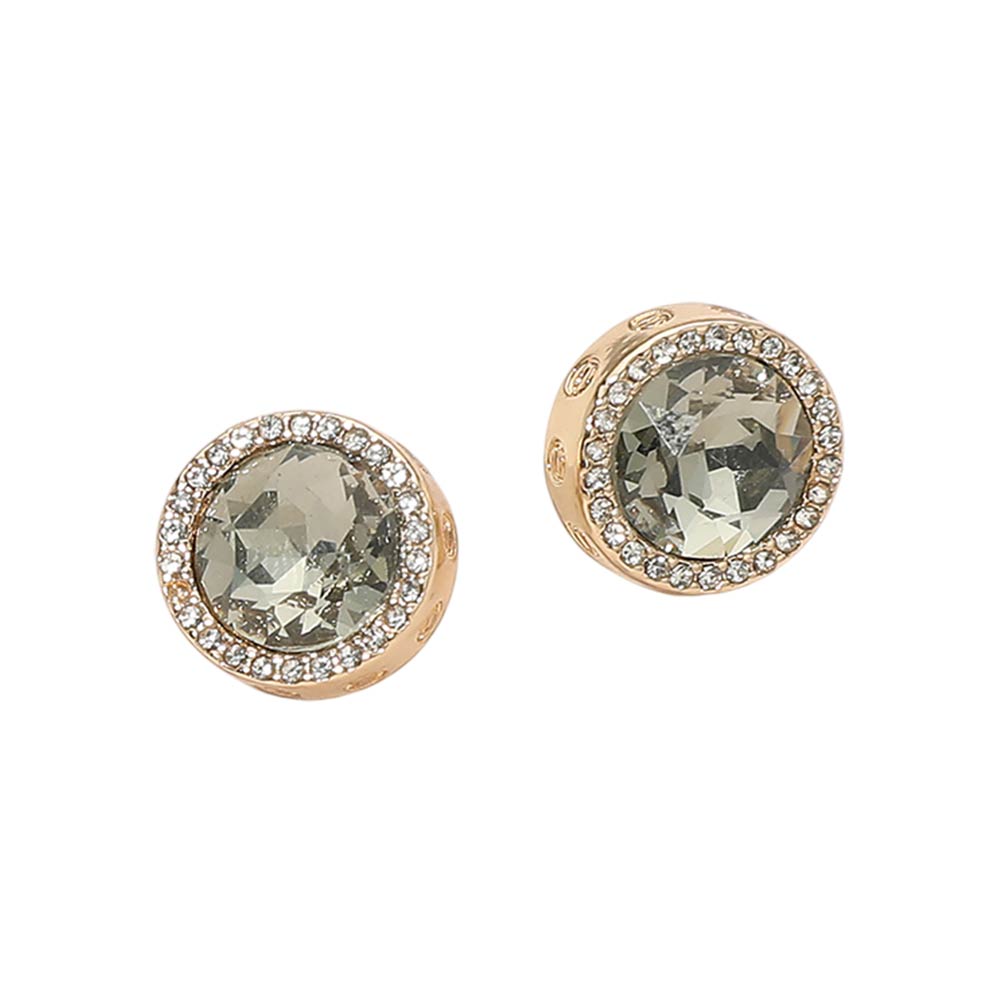 Madeline Love Black Diamond Facet Halo Stud Earrings - desc