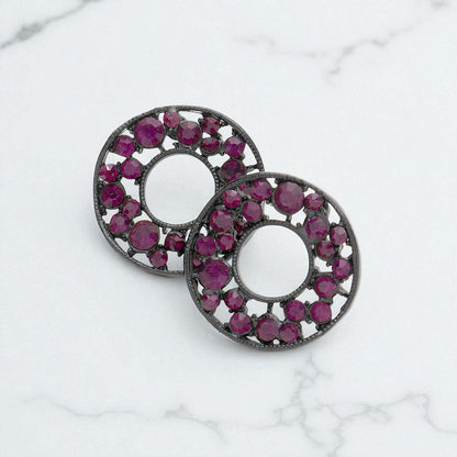 Madeline Love Amethyst PAVE RHINESTONE WHEEL EARRINGS