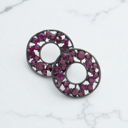 Madeline Love Amethyst PAVE RHINESTONE WHEEL EARRINGS