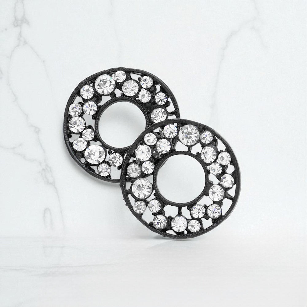 Madeline Love Clear PAVE RHINESTONE WHEEL EARRINGS