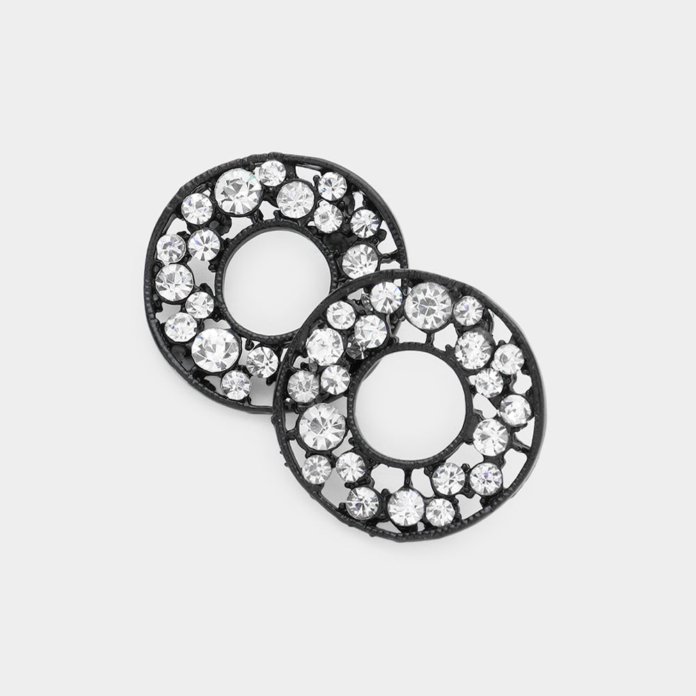 Madeline Love Clear PAVE RHINESTONE WHEEL EARRINGS - desc