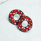 Madeline Love Siam PAVE RHINESTONE WHEEL EARRINGS