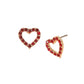 Madeline Love Gold, Red Stone Pave Open Heart Stud Earrings - desc