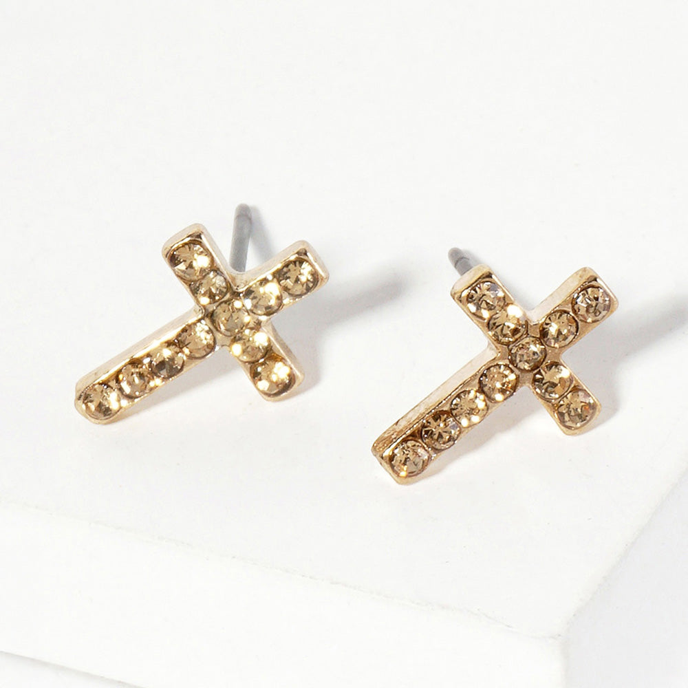 Lt Col Topaz Crystal Cross Stud Earrings
