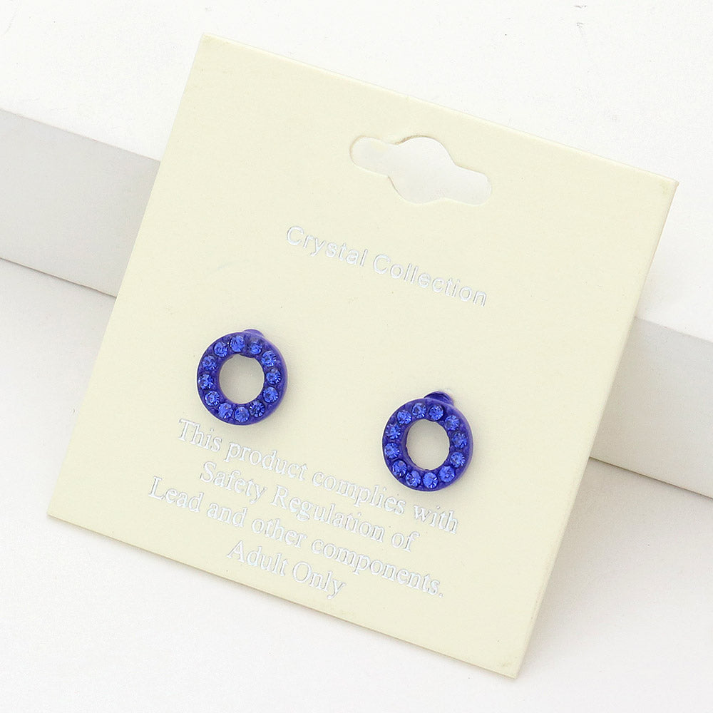Madeline Love Sapphire Rhinestone Embellished Open Circle Stud Earrings