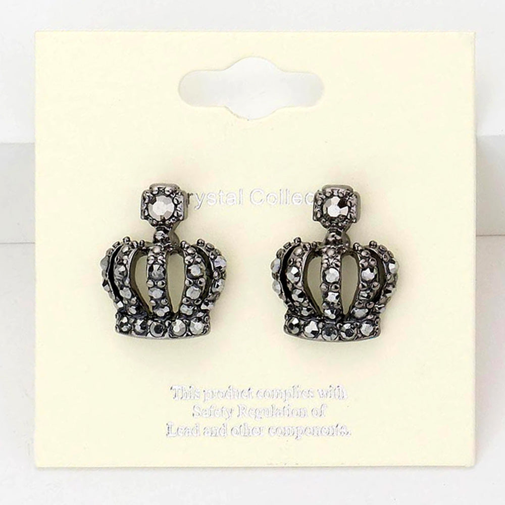 Madeline Love Hematite Crystal Crown Stud Earrings