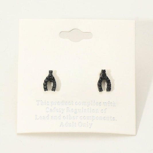 Madeline Love Jet Black Crystal Wishbone Stud Earrings