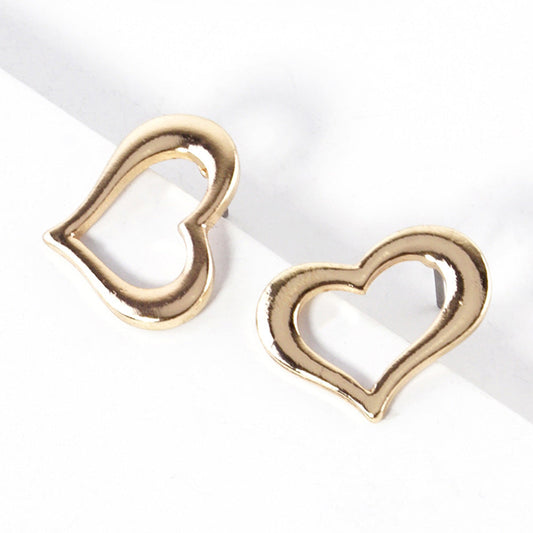 Open Heart Stud Earrings - Gold - Earrings