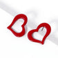Open Heart Stud Earrings - Red - Earrings