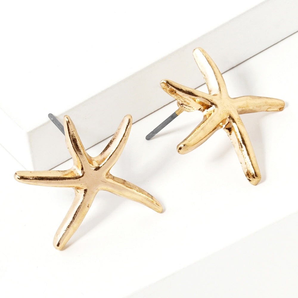 Madeline Love Gold Metal Starfish Stud Earrings