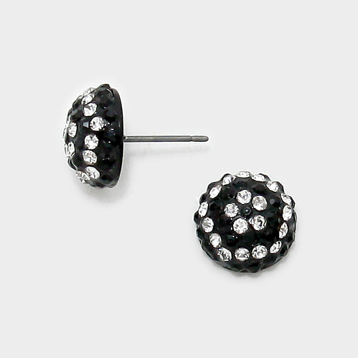Madeline Love Clear, Black Crystal shamballa dome stud earrings