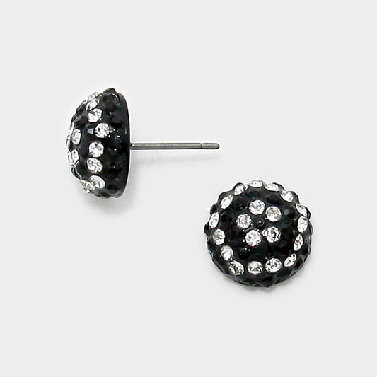 Madeline Love Clear, Black Crystal shamballa dome stud earrings