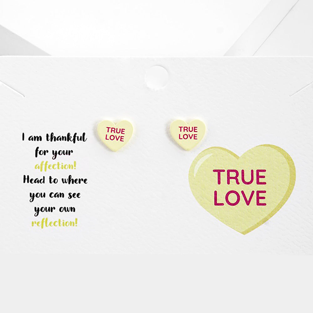 Ture Love Message Heart Stud Earrings