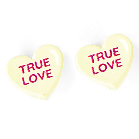 Ture Love Message Heart Stud Earrings