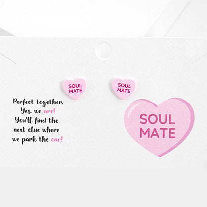 Soul Mate Message Heart Stud Earrings