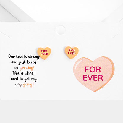 Forever Message Heart Stud Earrings