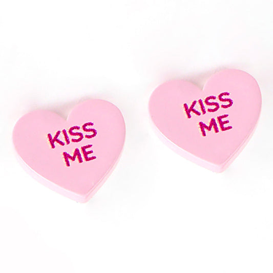 Kiss Me Message Heart Stud Earrings