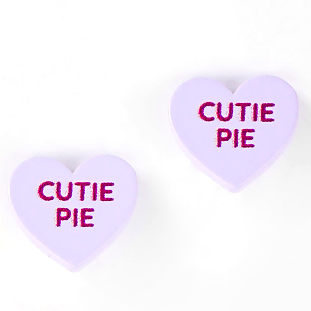 Cutie Pie Message Heart Stud Earrings