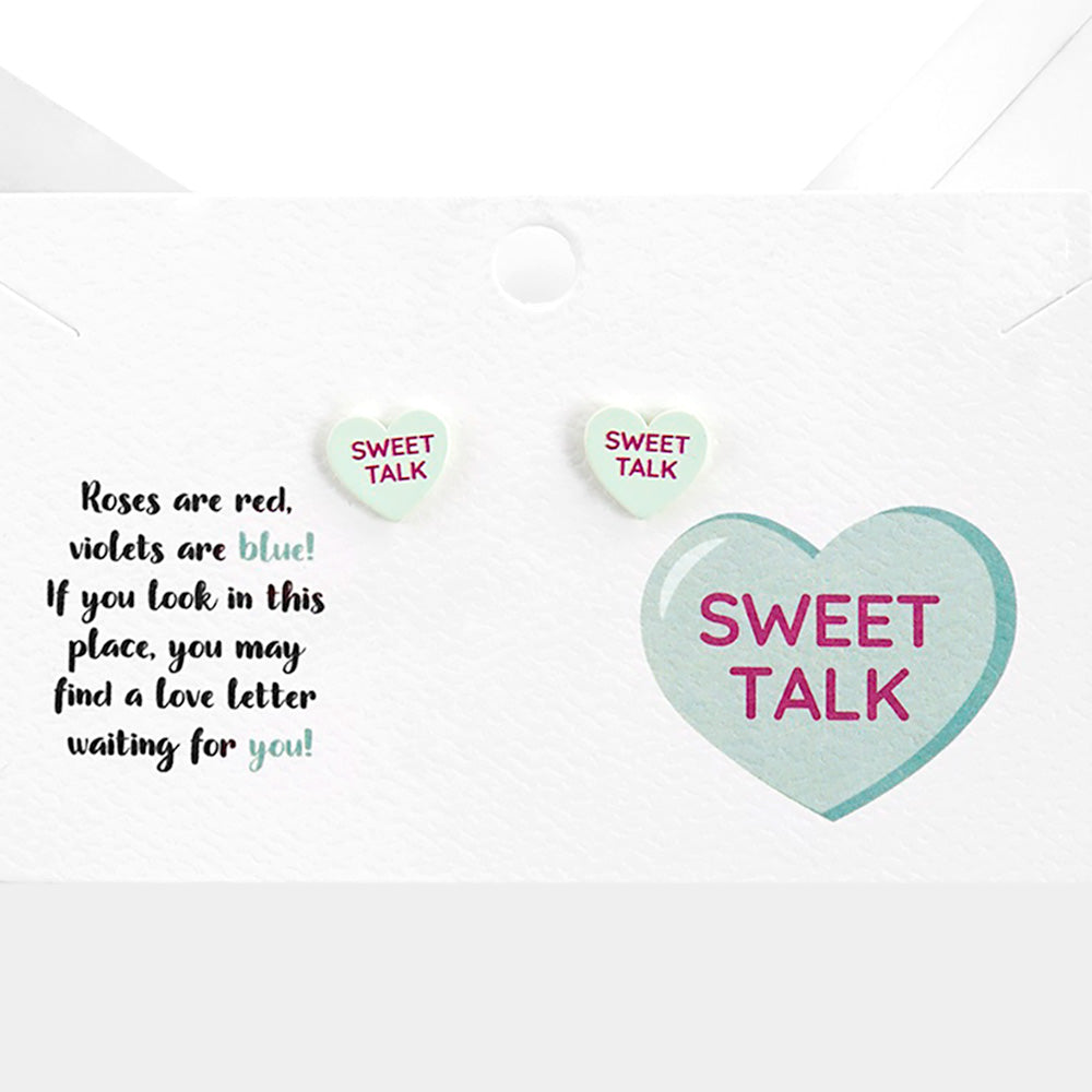 Sweet Talk Message Heart Stud Earrings