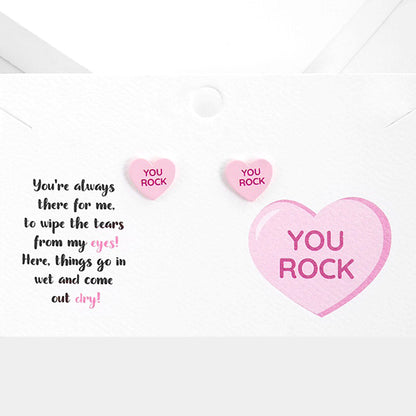 You Rock Message Heart Stud Earrings