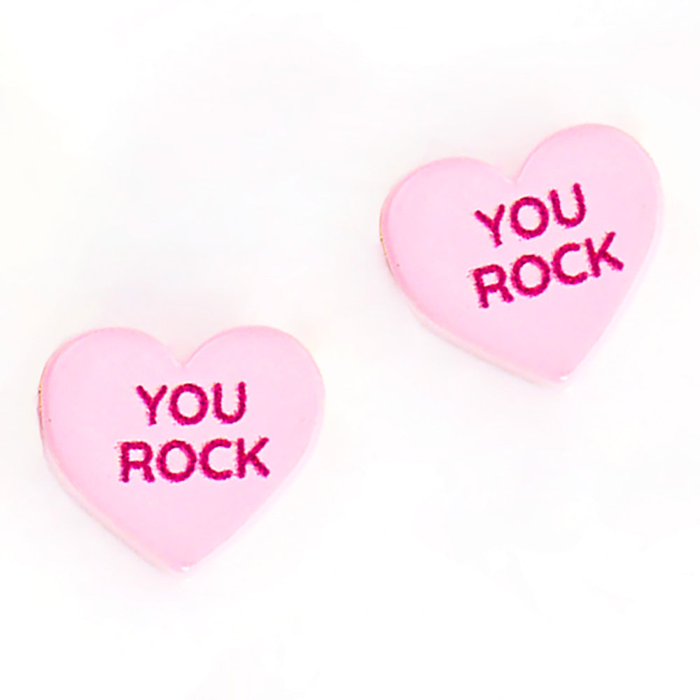 You Rock Message Heart Stud Earrings