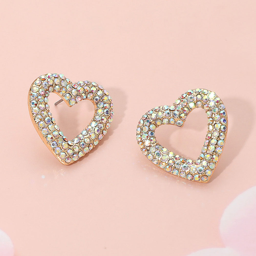 Madeline Love AB Stone Paved Open Heart Stud Earrings