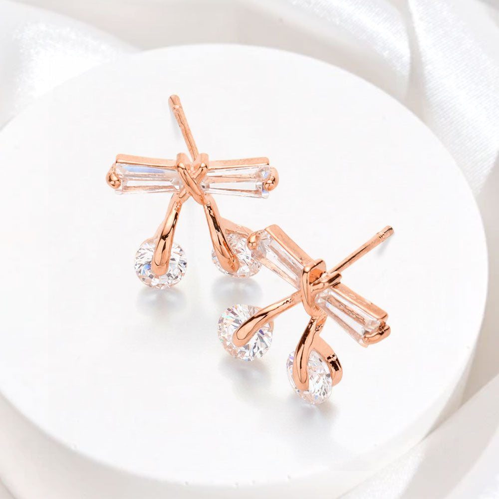 Madeline Love Rose Gold CZ Bow Stud Earrings