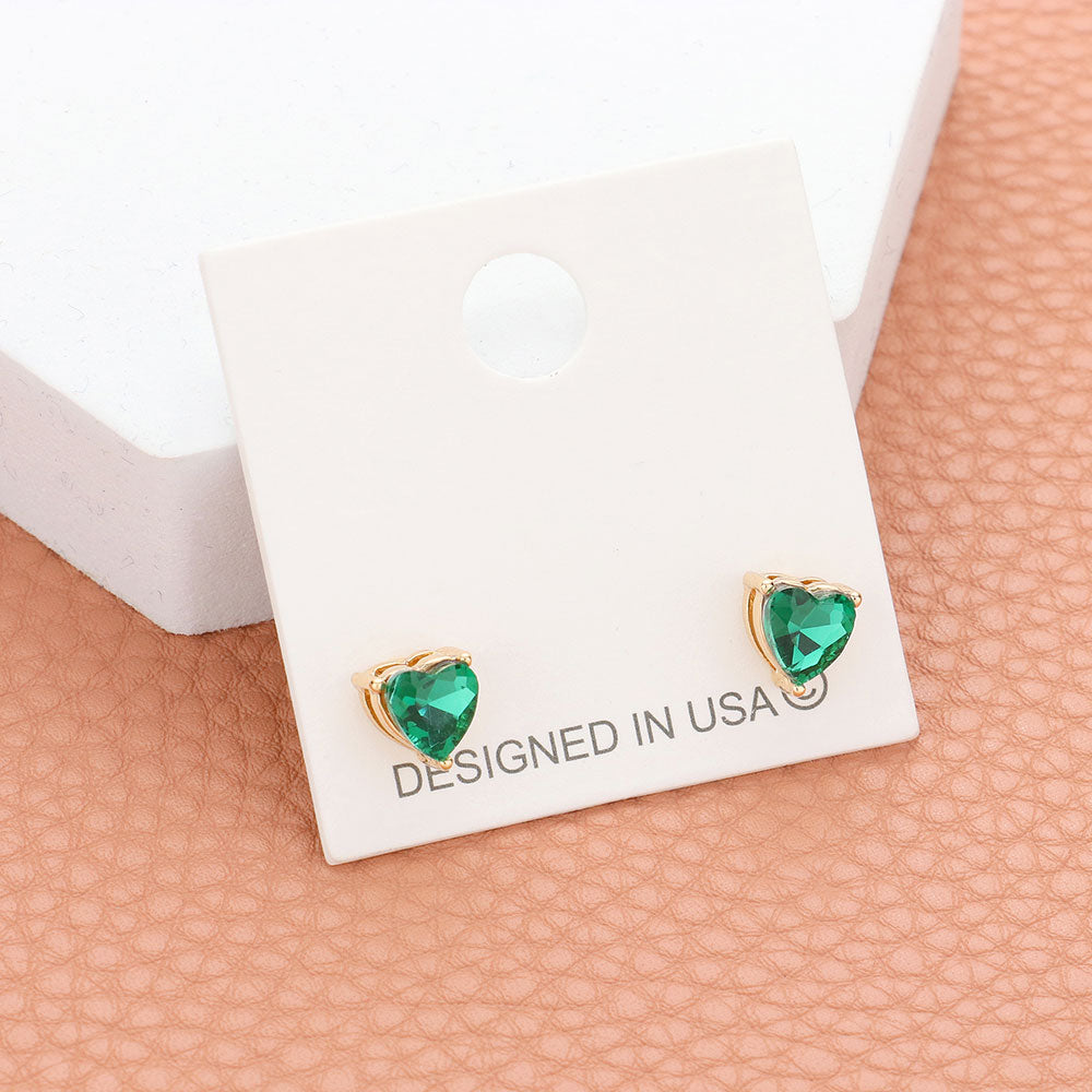 Heart Stone Stud Earrings