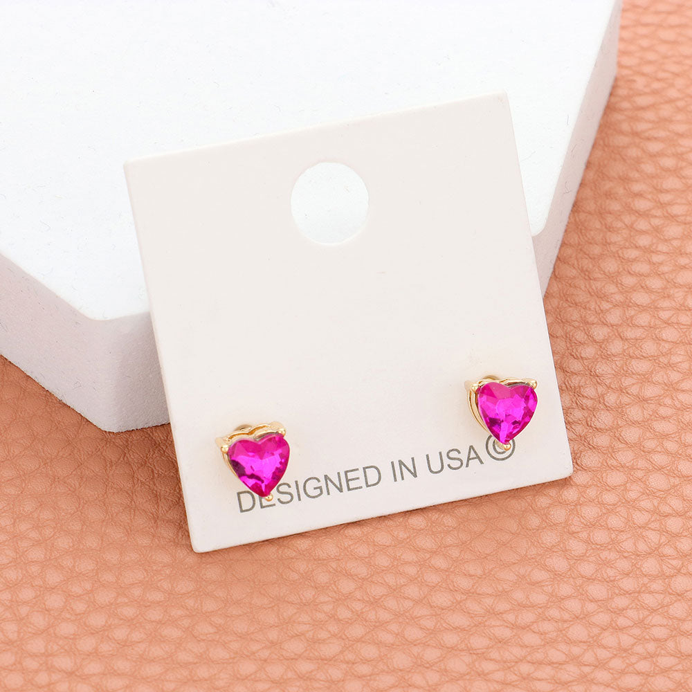 Heart Stone Stud Earrings