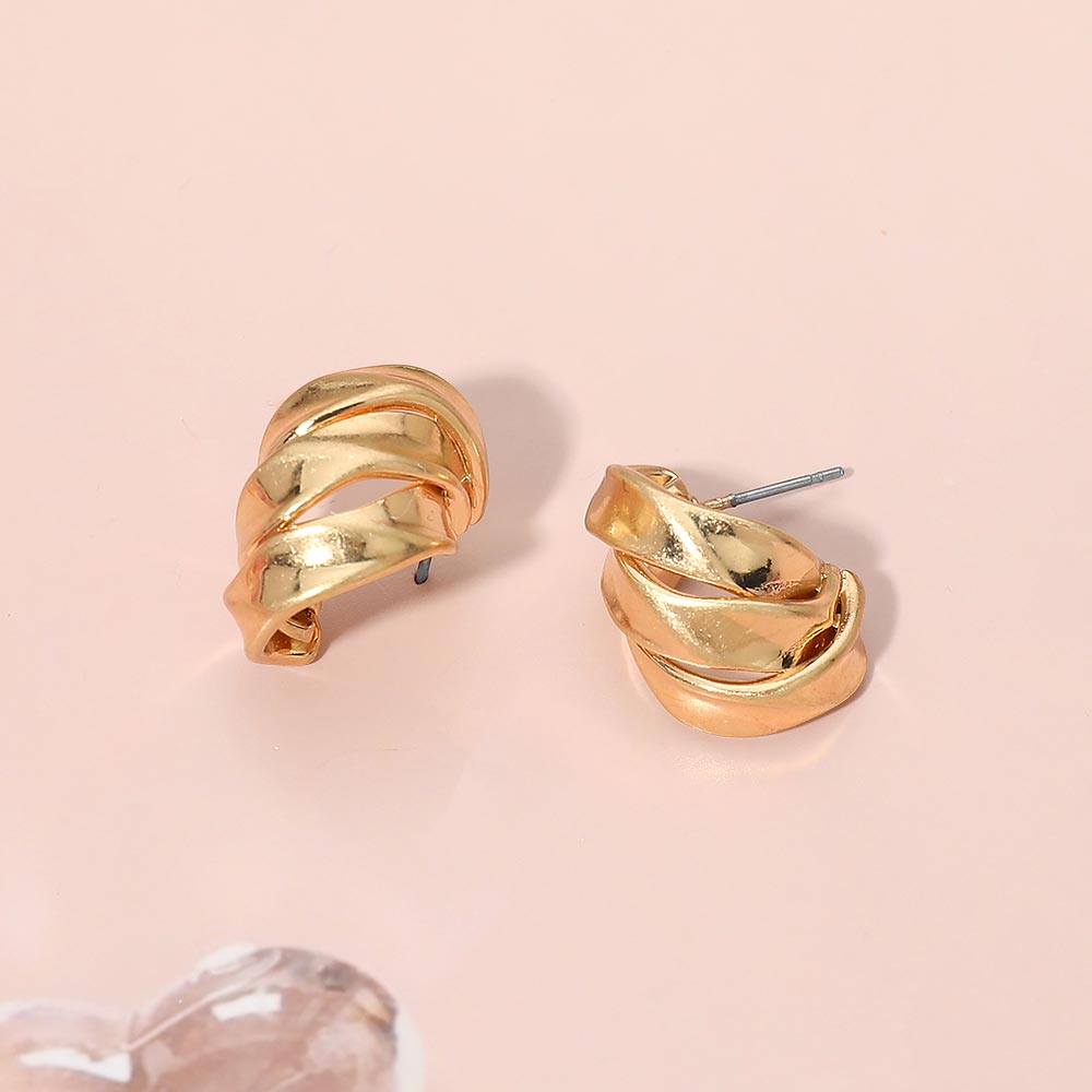 Madeline Love Worn Gold Twisted Metal Knot Stud Earrings