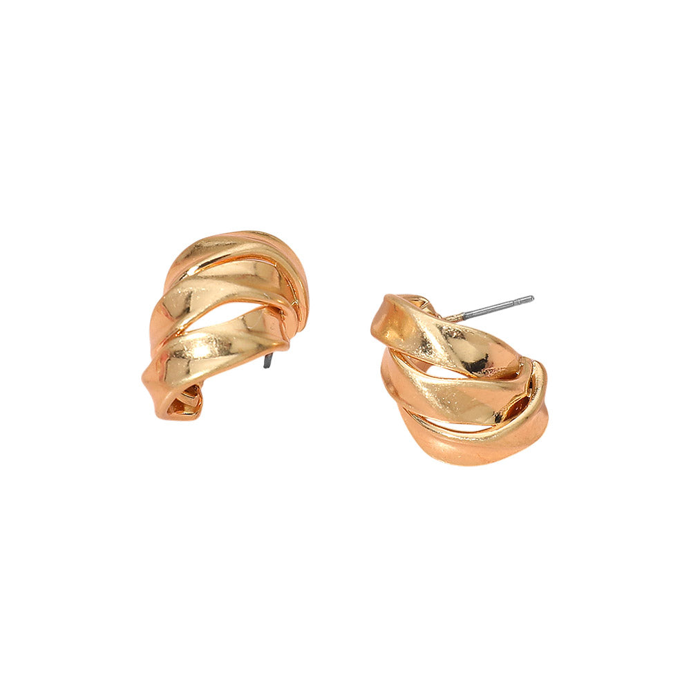 Madeline Love Worn Gold Twisted Metal Knot Stud Earrings - desc