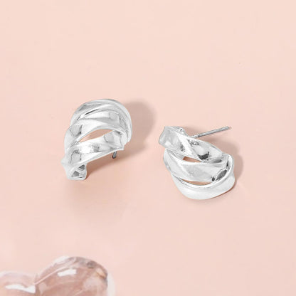 Madeline Love Worn Silver Twisted Metal Knot Stud Earrings