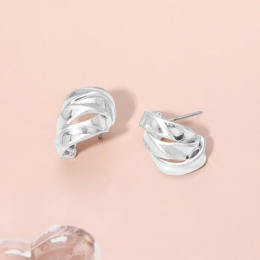 Madeline Love Worn Silver Twisted Metal Knot Stud Earrings
