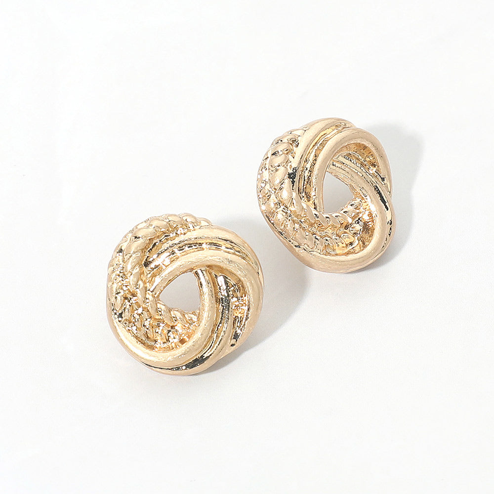 Madeline Love Worn Gold Textured Metal Knot Stud Earrings