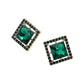 Madeline Love Gold, Green Square Cut Gemstone Framed Evening Stud Earrings - desc