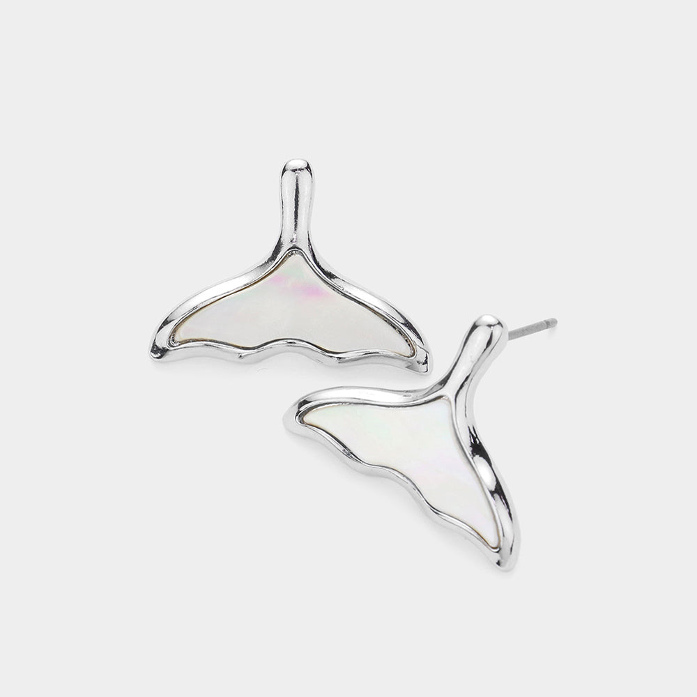 Mother of Pearl Mother of Pearl Whale Tail Stud Earrings
