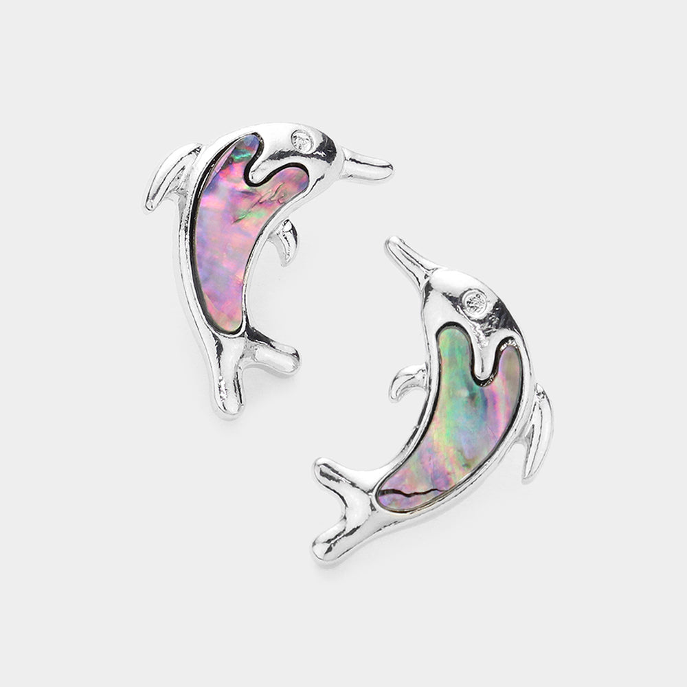 Abalone Abalone Dolphin Stud Earrings