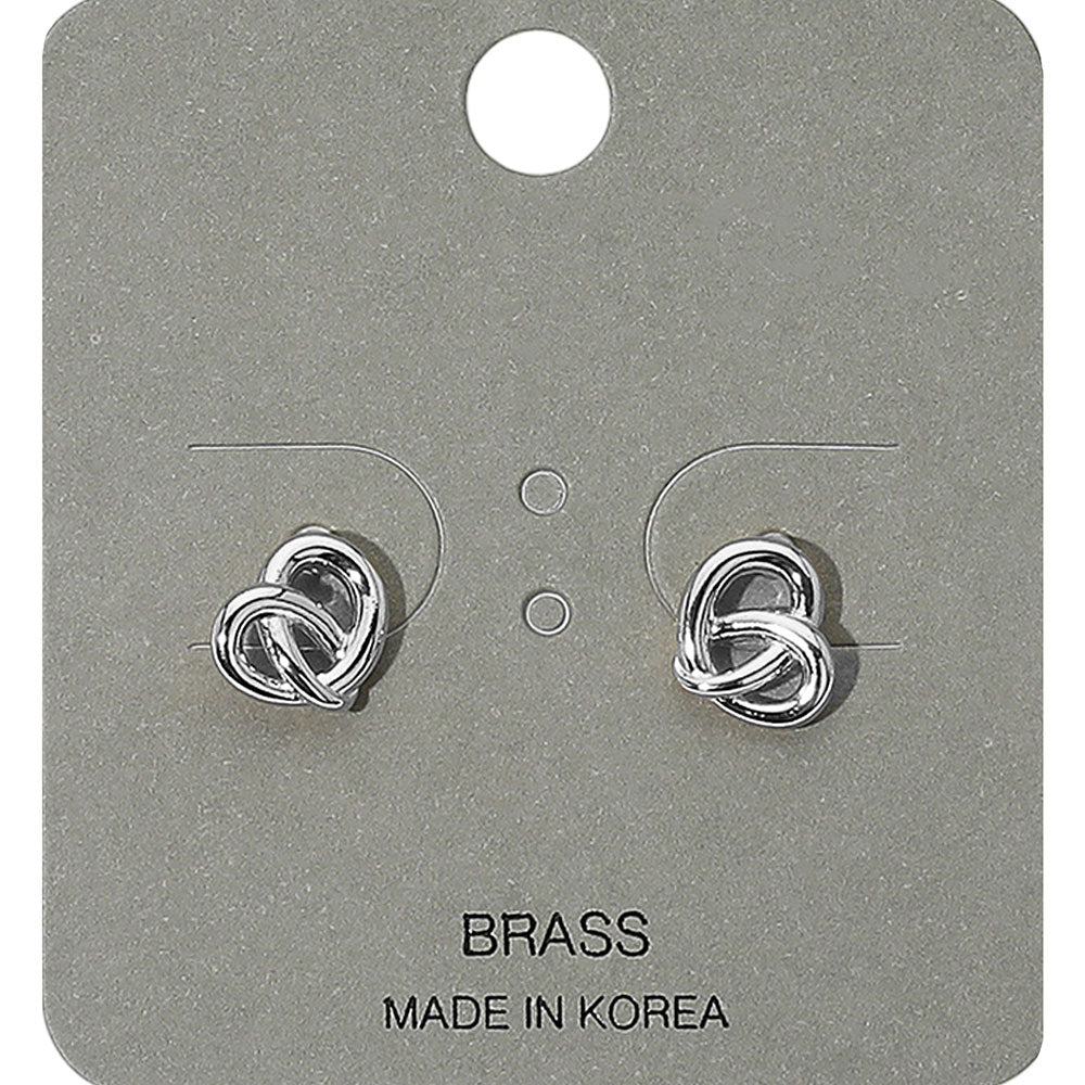Madeline Love Rhodium Mini Metal Pretzel Stud Earrings