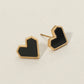 Madeline Love Black, Gold 14K Gold Plated Heart Stud Earrings - desc