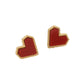 Madeline Love Gold, Red 14K Gold Plated Heart Stud Earrings - extra