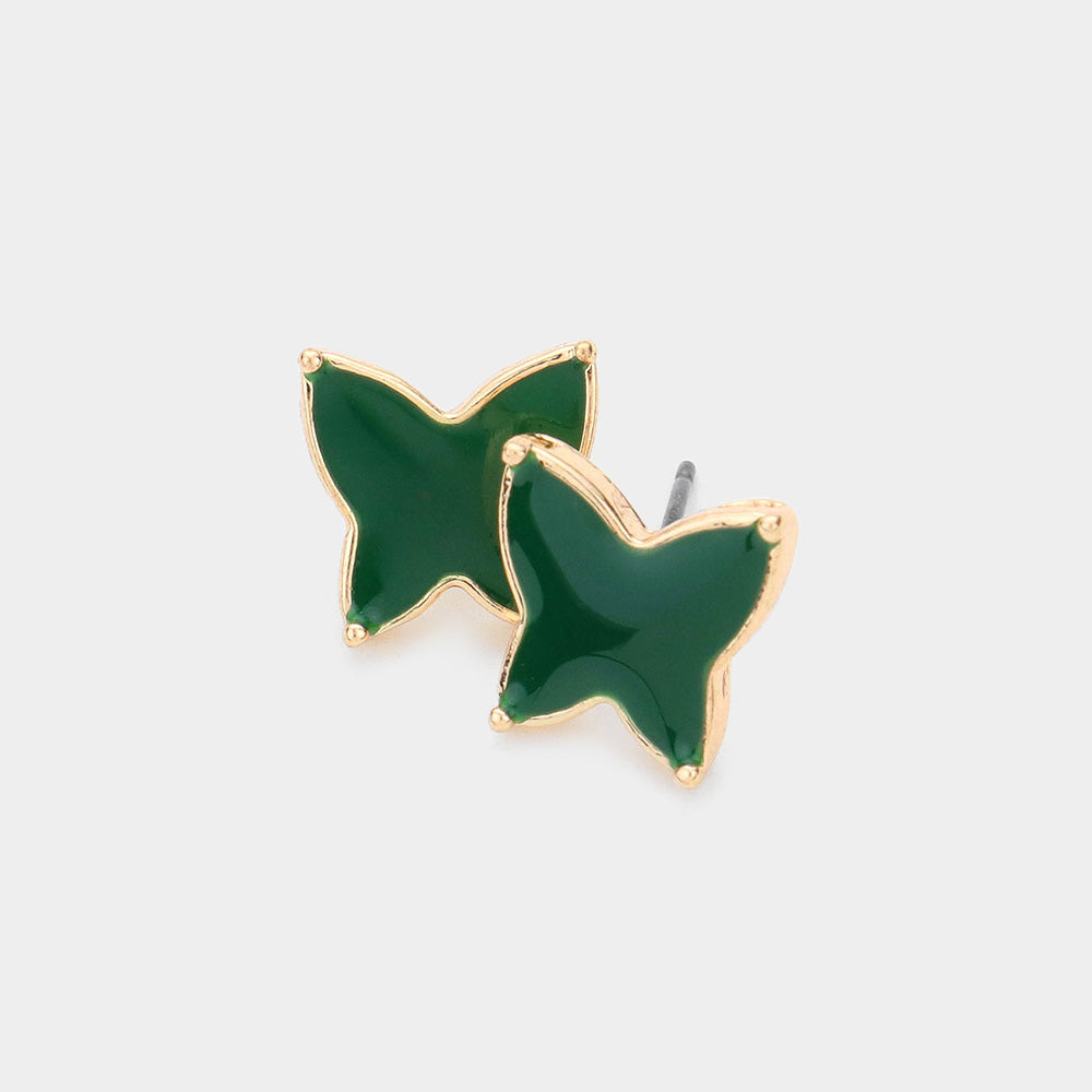 Madeline Love Green Enamel Butterfly Stud Earrings