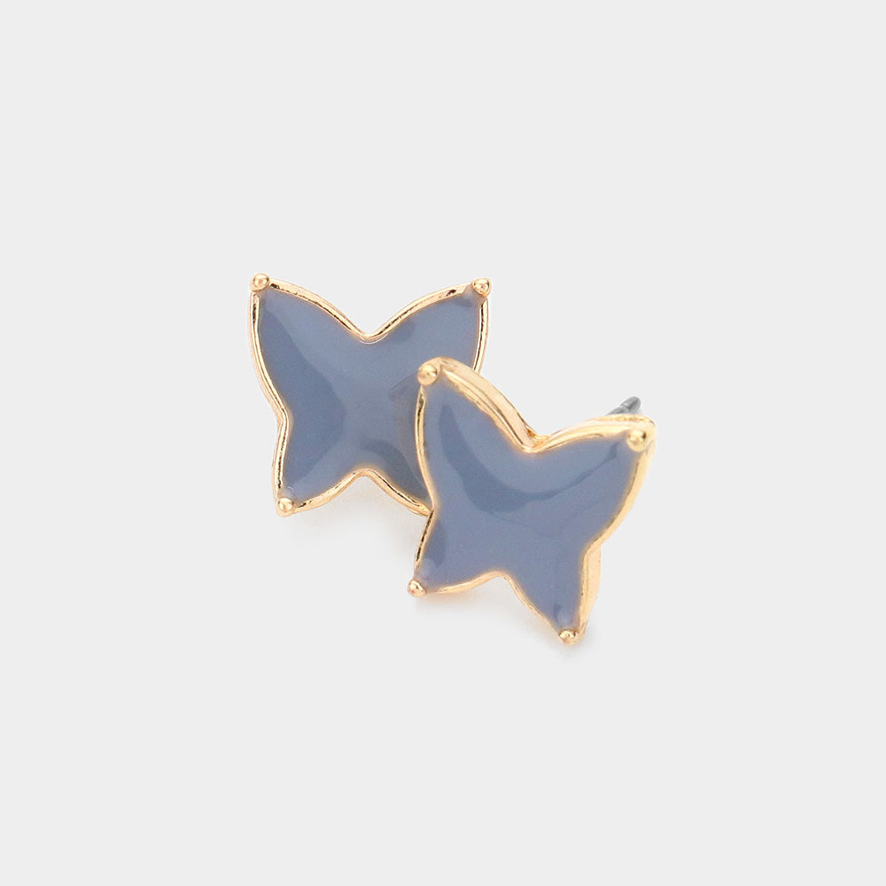 Madeline Love Gray Enamel Butterfly Stud Earrings