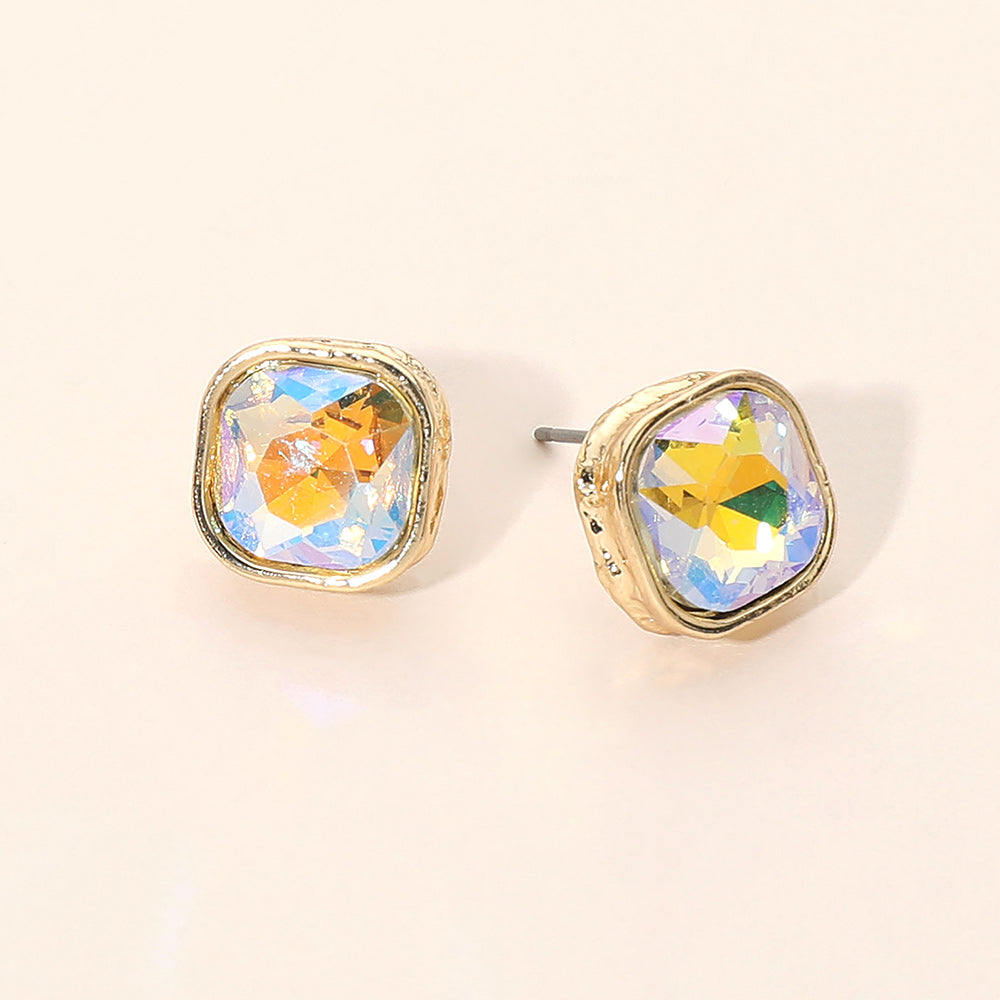 Madeline Love AB Cushion Cut Square Stone Stud Earrings