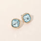 Madeline Love Aqua Cushion Cut Square Stone Stud Earrings