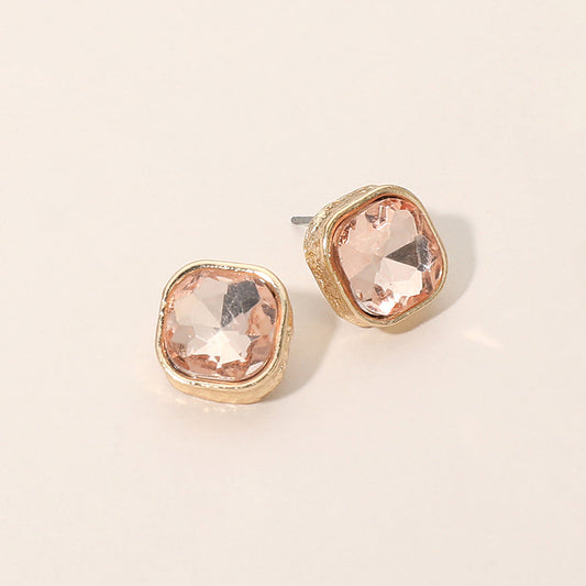 Madeline Love Peach Cushion Cut Square Stone Stud Earrings